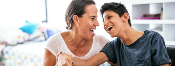 mother with adult son with disability