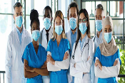 health care providers in masks