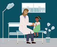 clipart of a girl with a doctor