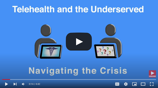 Screenshot of the HRSA video Telehealth and the Underserved: Navigating the Crisis