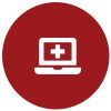 Laptop with medical cross on screen icon