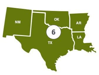 States of region VI - New Mexico, Oklahoma, Arkansas, Texas, Louisiana