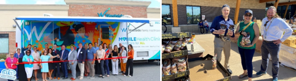 A ribbon-cutting ceremony for Westside Family Healthcare and A food distribution event at Clinica Family Health