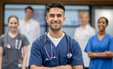 male nurse with hospital staff