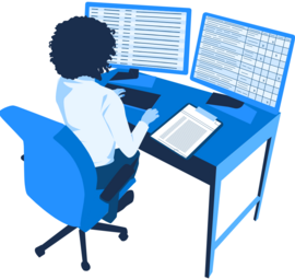 Provider on a computer working on billing