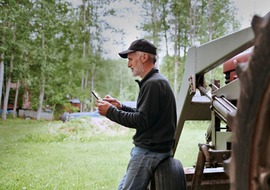 Patient using a phone for telehealth