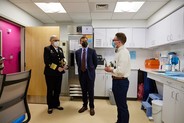 Admiral Levine and Secretary Becerra speak with a provider at Planned Parenthood of Northern New England.