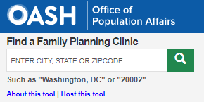 Snapshot of Title X Family Planning Clinic Locator Widget