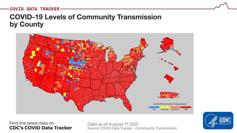 COVID-19 Levels of Community Transmission by County - 2021 August 17