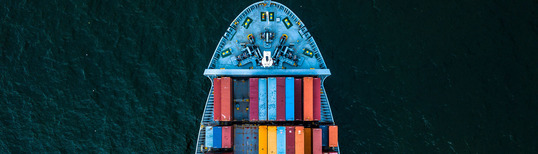 overhead image of cargo ship