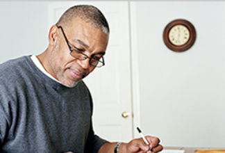 man at desk