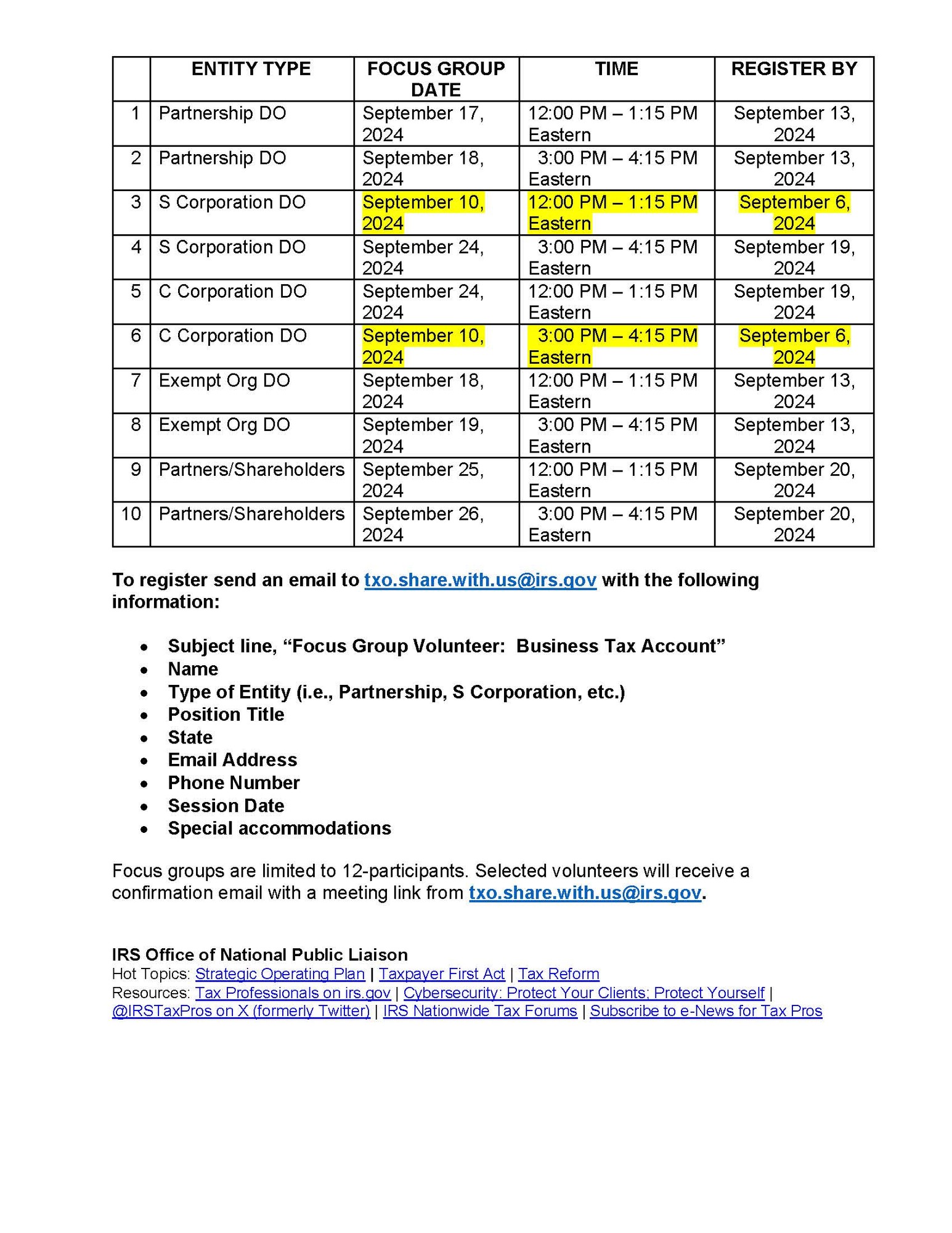 Image of email page 2 - BTA focus group solicitation