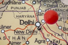 Map of Delhi, India with surrounding cities