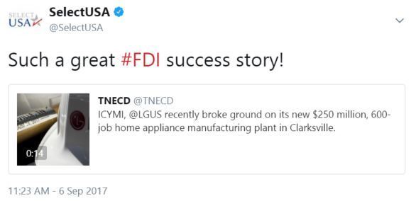 Such a great #FDI success story! https://twitter.com/TNECD/status/905445701659840513
