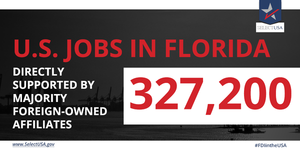 FDI in Florida directly supported 327,200 jobs