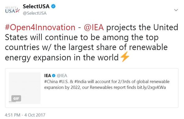 @IEA projects the United States will continue to be among the top countries w/ the largest share of renewable energy expansion in the world