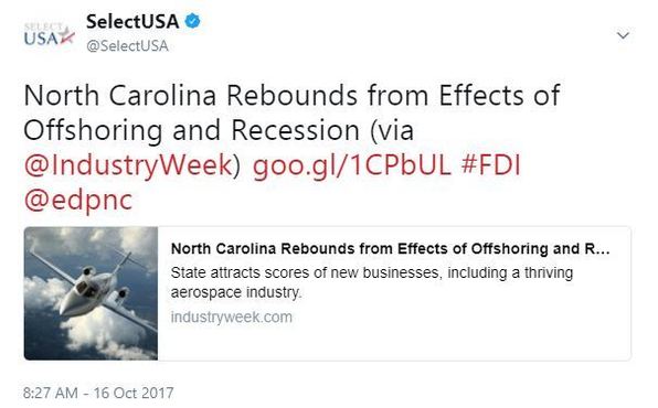 North Carolina Rebounds from Effects of Offshoring and Recession (via @IndustryWeek)