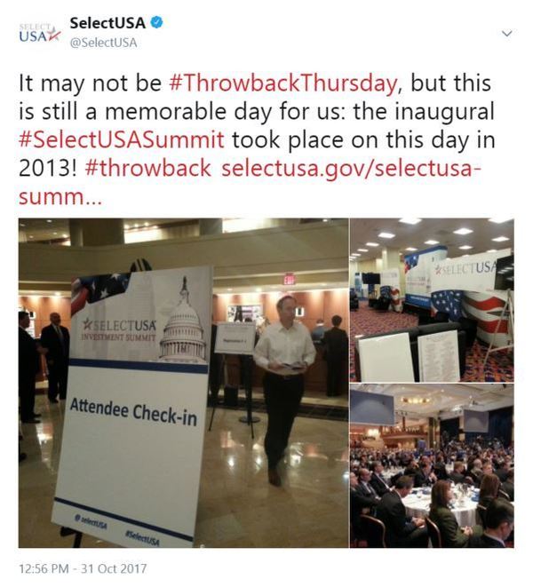 It may not be #ThrowbackThursday, but this is still a memorable day for us: the inaugural #SelectUSASummit took place on this day in 2013! #throwback