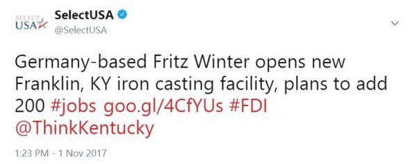 Germany-based Fritz Winter opens new Franklin, KY iron casting facility, plans to add 200 #jobs