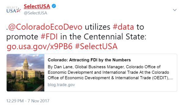 .@ColoradoEcoDevo utilizes #data to promote #FDI in the Centennial State: