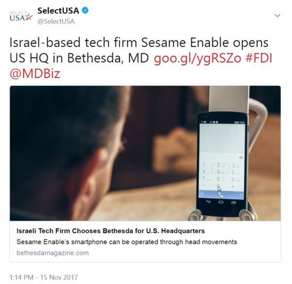 Israel-based tech firm Sesame Enable opens US HQ in Bethesda, MD