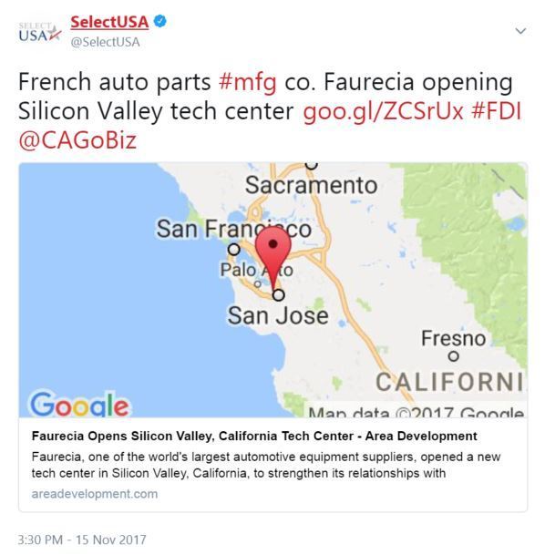 French auto parts #mfg co. Faurecia opening Silicon Valley tech center