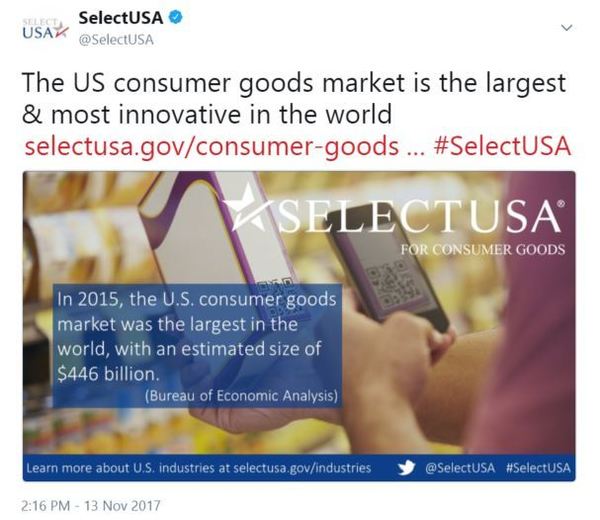 The US consumer goods market is the largest & most innovative in the world