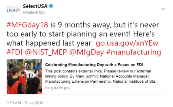 #MFGday18 is 9 months away, but it's never too early to start planning an event! Here's what happened last year