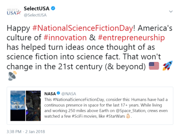 Happy #NationalScienceFictionDay! American innovation & entrepreneurship has helped turn sci-fi ideas into science fact