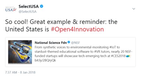 So cool! Great example & reminder: the United States is #Open4Innovation