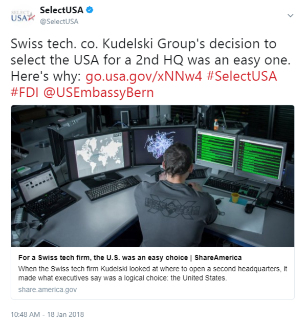 wiss tech. co. Kudelski Group's decision to select the USA for a 2nd HQ was an easy one. Here's why: