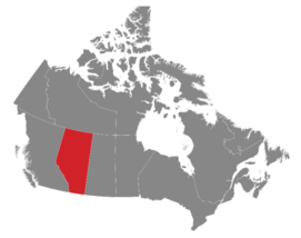 Map of Canada with the province of Alberta highlighted