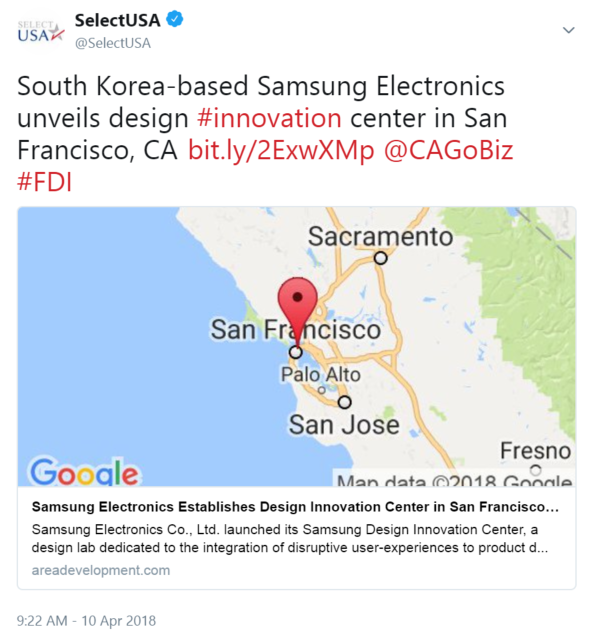 South Korea-based Samsung Electronics unveils design #innovation center in San Francisco, CA