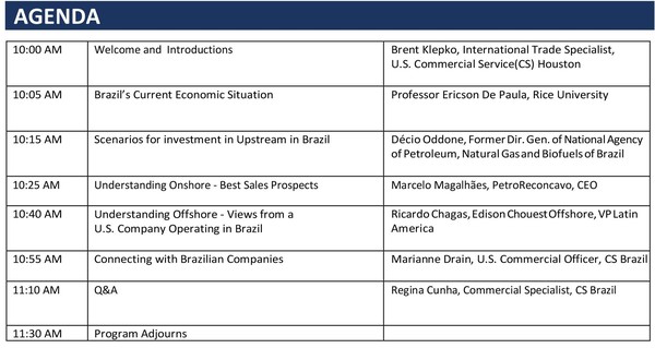 Brazil Energy Webinar - Onshore and Offshore Oil and Gas Enviroment Agenda