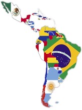 Latin America map with flags