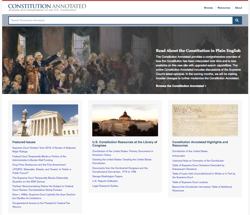 Screen shot: Constitution Annotated website