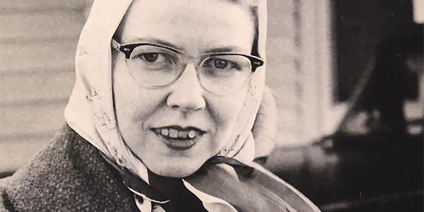 Image of author Flannery O'Connor from the documentary 