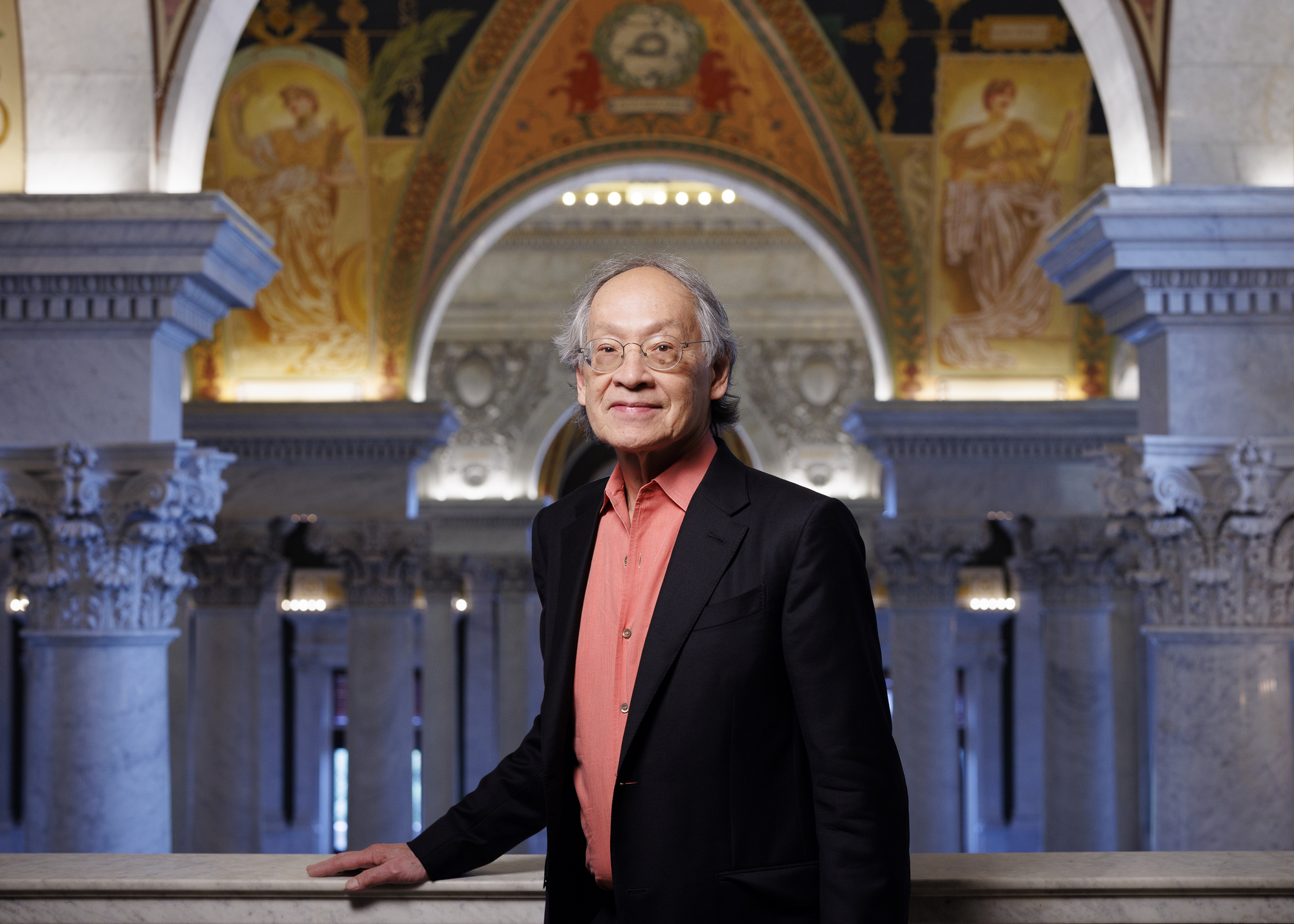 Image of U.S. Poet Laureate Arthur Sze in the Great Hall, Jefferson Building, Library of Congress