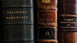 Close up of books owned by Thomas Jefferson