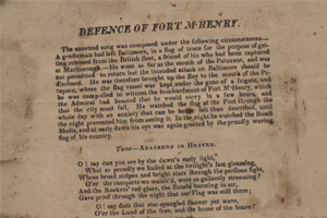 First copy of Defence of Fort M‘Henry, written by Francis Scott Key, shows all four verses of what would soon be known as The Star-Spangled Banner