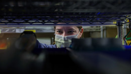 Service member retrieves medical supplies from a storeroom