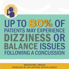 Graphic states "Up to 80% of patients may experience dizziness or balance issues following a concussion"