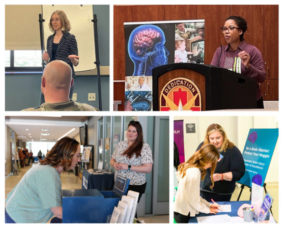 Photo collage of 5 regional education coordinators at Brain Injury Awareness Month events
