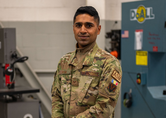 Aircraft structural maintenance craftsman poses for a portrait at Shaw Air Force Base