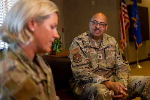 Chaplain discussion with airman