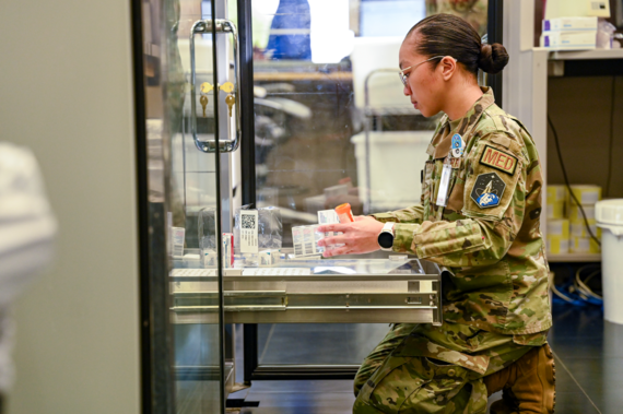 Service member works with pharmaceuticals