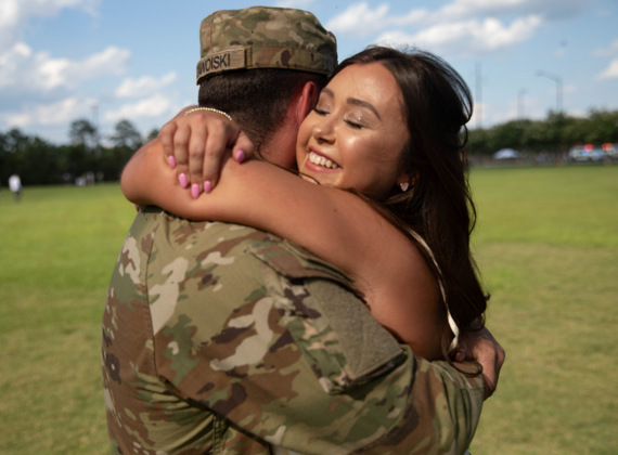 Man and woman hugging