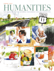 Photo of the Spring 2022 cover with an illustration of an Appalachian trail, jars, and diners at a cafe