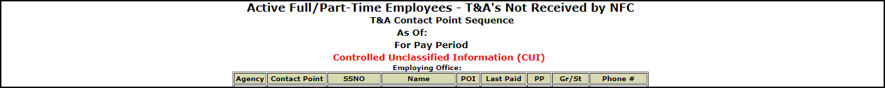 CULP0013- T&As Not Received by NFC
