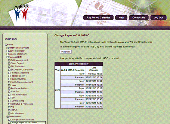 Change Paper W-2 & 1095-C (Paperless Button)